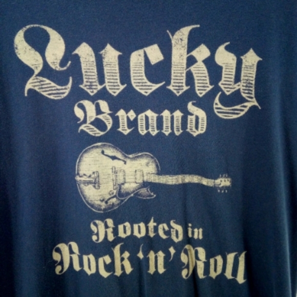 Men's Lucky Brand Rooted in Rock & Roll Navy Blue Tee 100% Cotton XL - Picture 4 of 5